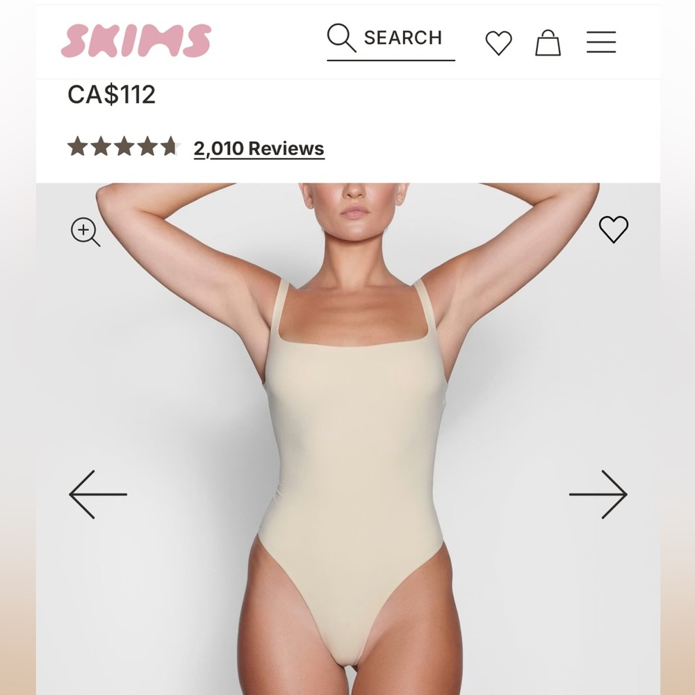 SKIMS Fits Everybody Square Neck Bodysuit Size M